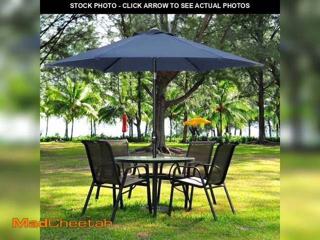 Lot 74-14087092 - Ainfox 9ft Navy Blue Patio Umbrella with Push Button Tilt and Crank, Waterproof Outdoor Sunshade Can...