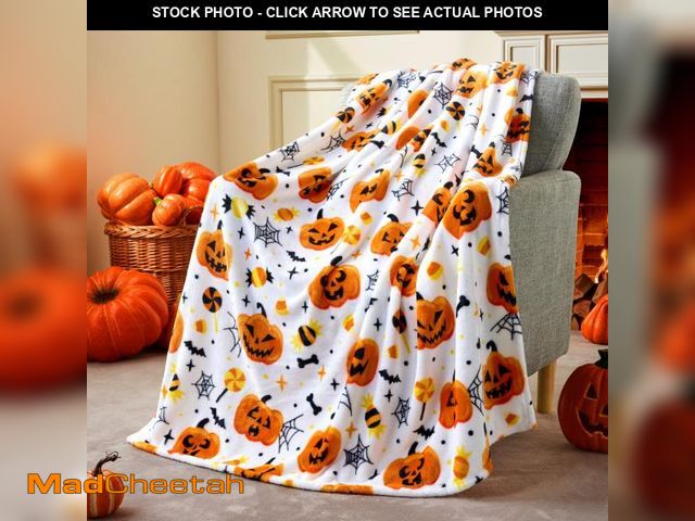 Lot 74-12308468 - Joiedomi Halloween Throw Blanket - Soft Plush Spider Webs Bat Pumpkin Blanket - Cozy Flannel White H...
