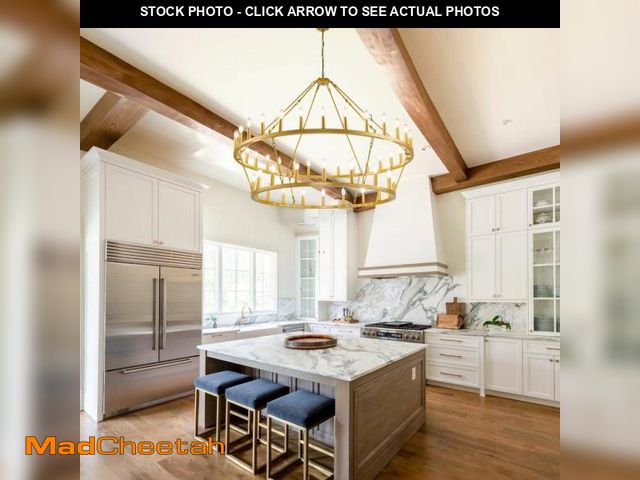 Lot 74-12365294 - Magic Home 57 in. 48-light 2 Tier Gold Extra Large Farmhouse Wagon Wheel Loft Retro Round Chandelier...