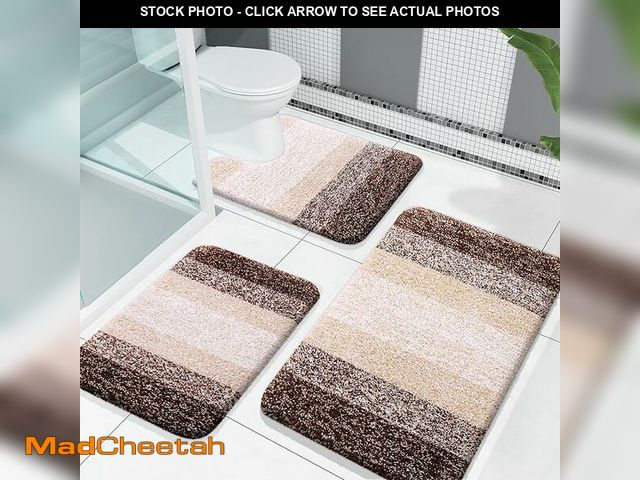 Lot 74-12704323 - OLANLY Bathroom Rugs Sets 3 Piece, Soft Absorbent Microfiber Bath Mats and U-Shaped Contour Toilet R...