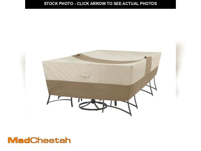 Lot 74-12516872 - Hampton Bay Rectangular Outdoor Patio Table with Chair Cover - UNUSED
