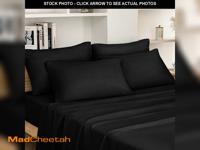 Lot 74-12701732 - HOMEIDEAS Queen Size Bed Sheets - 6 Piece Set (Black) - Extra Soft Brushed Microfiber 1800 Bedding S...