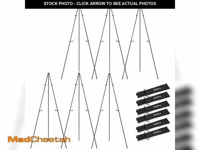 Lot 74-13952801 - Nicpro Art Folding Easels for Display, 6 Pack 63 Inches Metal Floor Easel Stand Bulk Tripod Black Co...