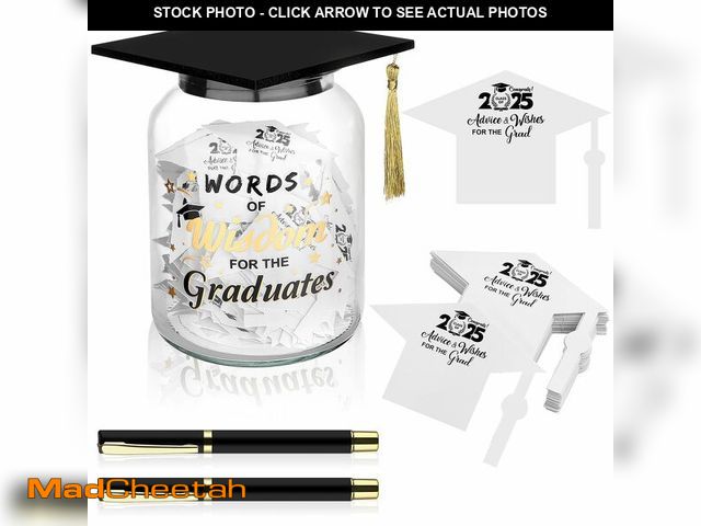 Lot 74-14204929 - 103 Pcs Graduation Wish Jar Set Class of 2026 Graduation Cap Jar with 100 Graduation Advice Cards an...