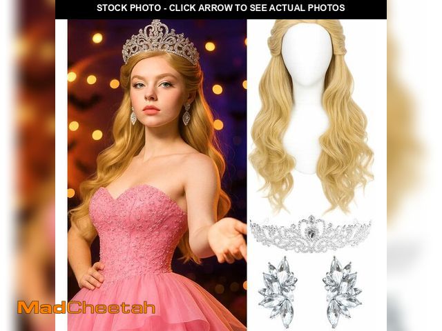 Lot 74-12717582 - Swooflia Blonde Wavy Wig for Women &amp; Cosplay Accessories - Convenient Set Includes Adjustable Wi...