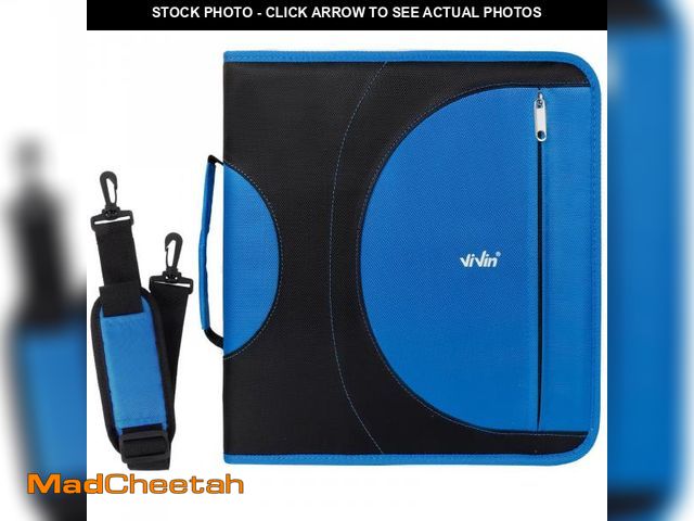 Lot 74-12222127 - ViVin Zipper Binder 2 Inch O-Ring, 450 Sheet Capacity, 5-Tab Expanding Pockets and Multiple Zip Pock...