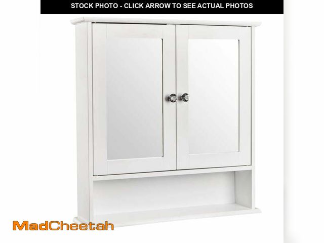 Lot 74-12802414 - Zimtown Bathroom Medicine Cabinet Mirror, Wall Mount Storage  with 2 Mirror Doors and Shelves, White...