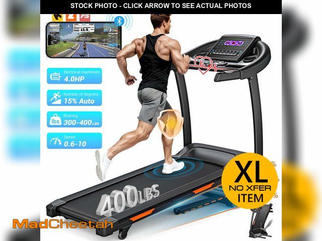 Lot 74-13682543 - 4.0HP Folding Treadmill, 300-400lb Capacity, 15 Levels Auto Incline Treadmills for Home Running and ...