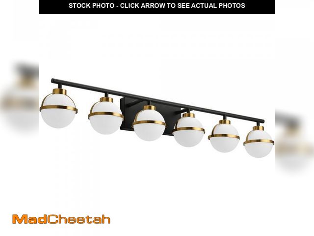 Lot 74-12149143 - SOLFART Brass Black Bathroom Light Fixtures 6 Lights Vanity Lights for Mirror Vintage Light Fixtures...