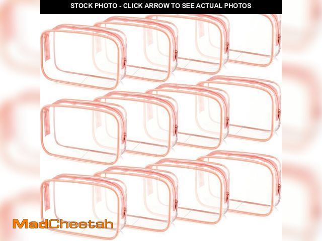 Lot 74-14341411 - Weewooday 12 Pieces Clear Makeup Bags Cosmetic Storage Bags PVC Zipper Pouches Travel Waterproof Mak...