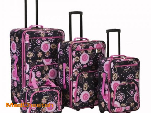 Lot 74-12510453 - Rockland Impulse 4-Piece Softside Upright Luggage Set,Telescoping Handles, Pucci, (14/19/24/28) - UN...