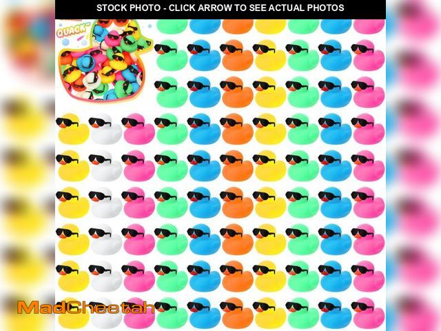 Lot 74-12307715 - Hiboom 300 Pack Mini Rubber Ducks Set Bath Toys in Bulk with Sunglasses Float Squeak Tiny Baby Showe...