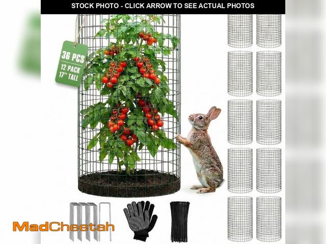 Lot 74-14204971 - 12 Pack 17" x 12" Tall Round Plant Cage - 36PCS Plant Support Cage Metal Wire Mesh Plant Protector f...
