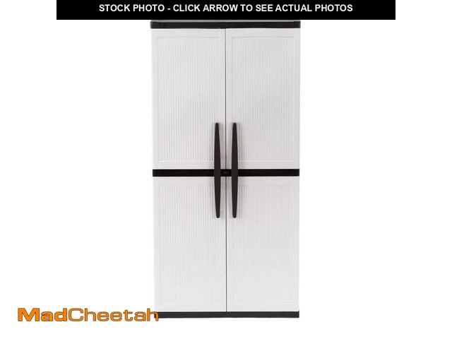 Lot 74-12798141 - HDX HDX 35 in. W x 71 in. H x 18 in. D 3-Shelf Resin Freestanding Cabinet in Grey - UNUSED