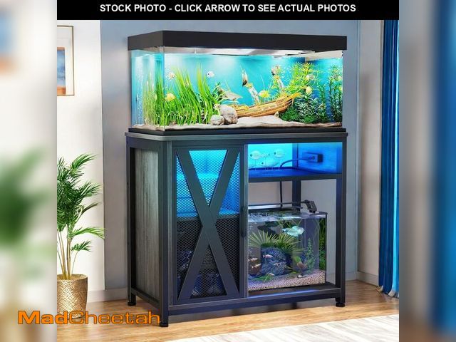 Lot 74-12899173 - (MISSING HARDWARE) YITAHOME Fish Tank Stand with Power Outlets &amp; LED Light, 40-50 Gallon Metal A...