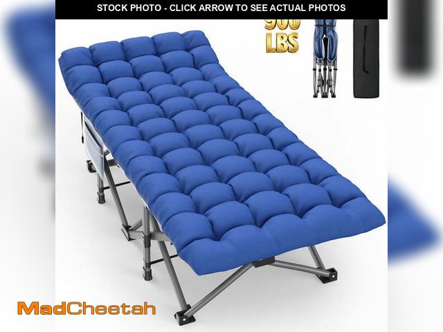 Lot 74-14353463 - PNKKODW 32" XXL Folding Camping Cot for Adults, Max Load 900lbs Portable Sleeping Bed Cot with Mattr...