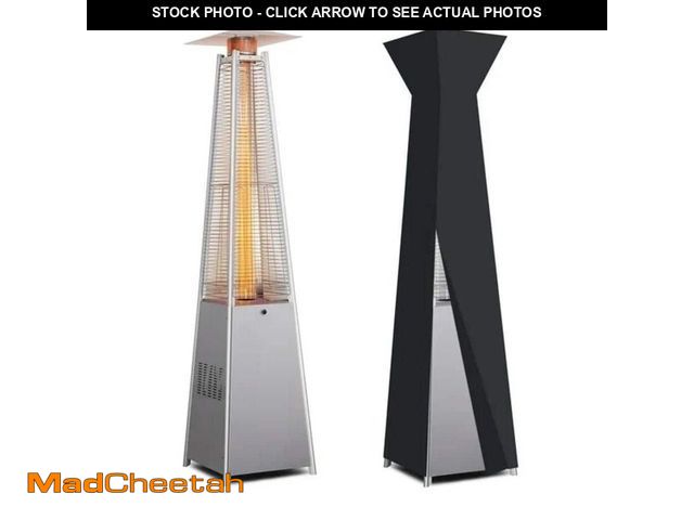 Lot 74-14252113 - 48,000 BTU Steel Propane Pyramid Patio Heater with Cover and Wheels - UNUSED