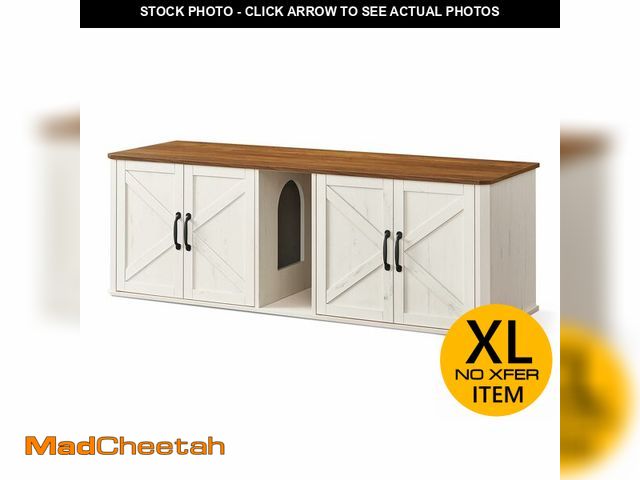 Lot 74-12784492 - Feandrea Double Cat Litter Box Enclosure, Modern Litter Box Furniture Hidden for 2 Cats, Front Entry...