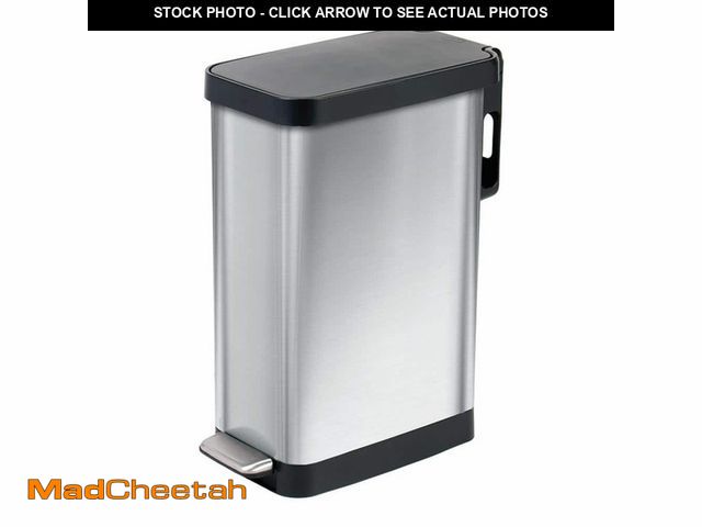 Lot 74-12464988 - Glad 12 Gal. Slim Stainless Steel Step-On Trash Can - UNUSED