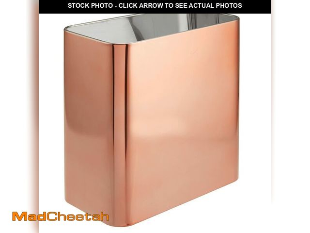 Lot 74-12605293 - mDesign Small Metal 2.4 Gallon/9 Liter Trash Can Wastebasket Garbage Bin for Bathroom, Slim Rubbish ...