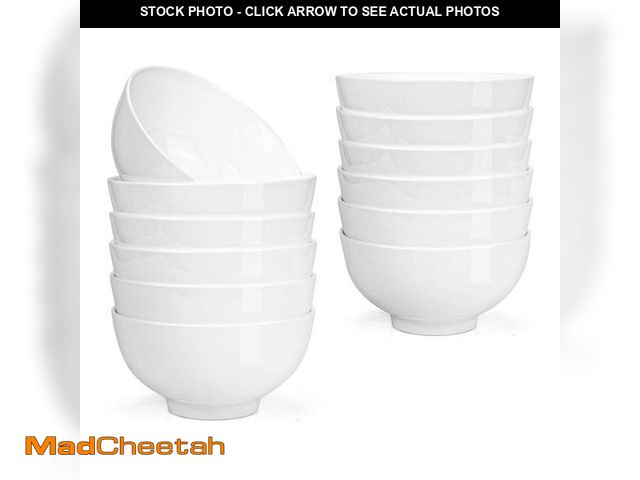 Lot 74-12436122 - Foraineam 12 Pack 10 Ounces Porcelain Small Bowl Set White Round Bowls (10 fl oz) - UNUSED
