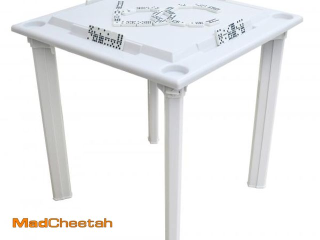 Lot 74-12155873 - Bene Casa 4-Player Game Table with Built-in Racks and Drink Holders  White - UNUSED
