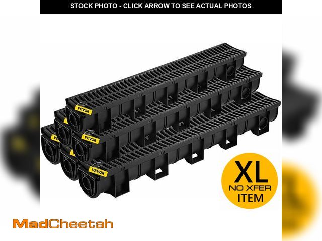 Lot 74-13697212 - VEVOR Trench Drain System with Plastic Grate, 5.9x5.1-Inch HDPE Channel Drainage for Garden, Drivewa...