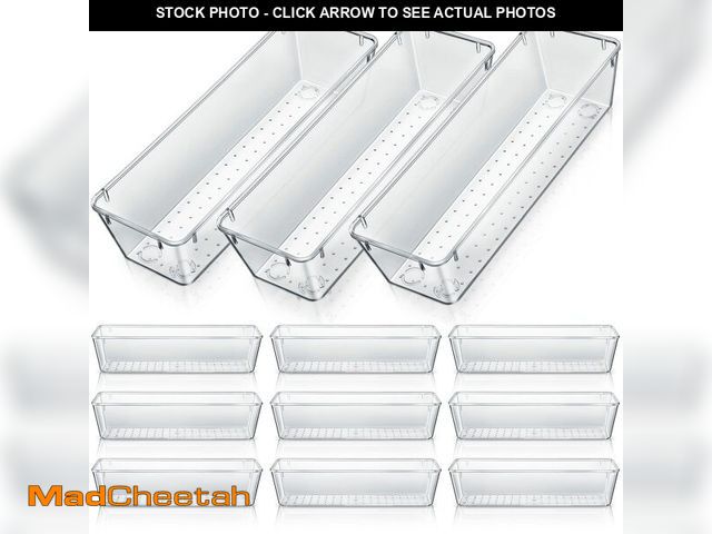 Lot 74-14382770 - Maitys 12 Pcs Clear Drawer Organizer 9 x 3 x 2 Inches Plastic Rectangle Trays Makeup Vanity Storage ...