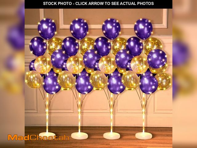 Lot 74-12718839 - Wettarn 4 Set Balloon Column Kit for Floor with LED Light Balloons Stand Kit Tower Pillar Backdrop f...
