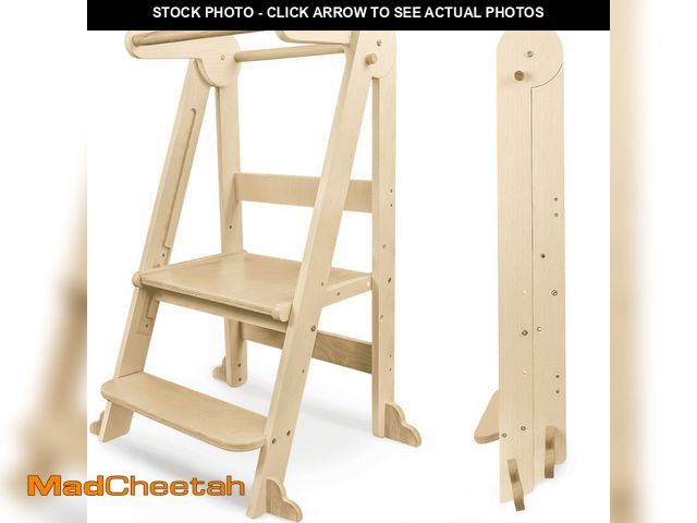 Lot 74-14284565 - Foldable Toddler Kitchen Standing Tower, Baby Kitchen Helper with Safety Handles, Wooden Step Stool ...