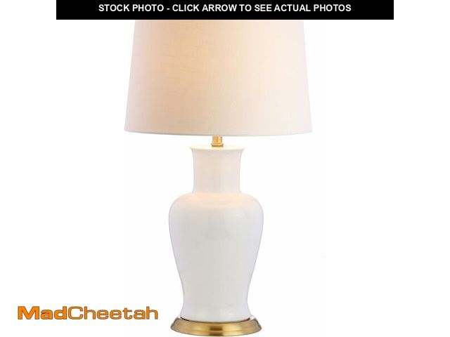 Lot 74-14067377 - (SOME DAMAGE) JONATHAN Y 29" White/Gold Traditional Ceramic Urn LED Table Lamp for Bedroom Decor, Wh...