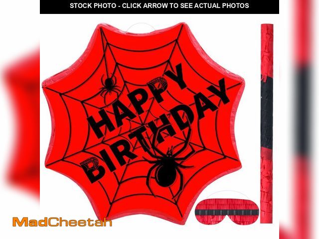 Lot 74-14059714 - Gemscream Spider PiÃÂ±ata Comic Party Decorations Spider Web PiÃÂ±ata Set with Stick Blindfold for...