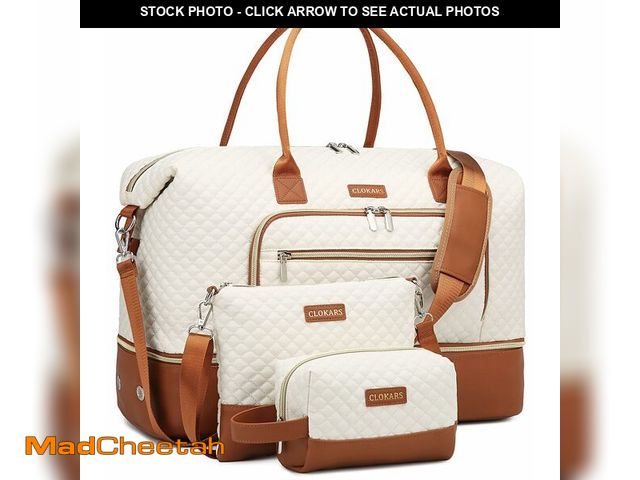 Lot 74-14207434 - CLOKARS Weekender Bags for Women, Travel Tote Duffle Bag Carry On Overnight Bag with Cosmetics Bag a...