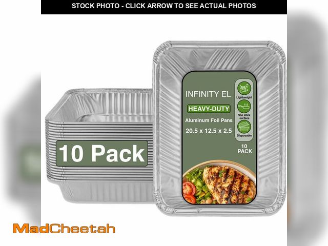 Lot 74-12835794 - INFINITY EL 20.5" x 12.5" x 2.5" Disposable Aluminum Pans (Full Size-Medium/10 Pack) - Aluminum Serv...
