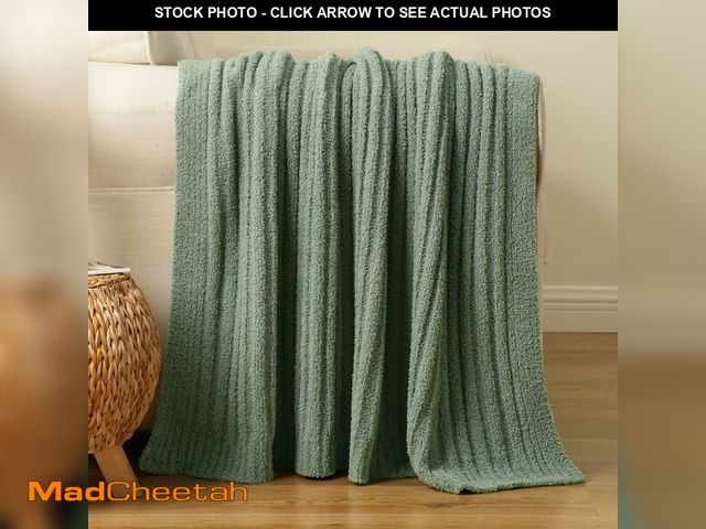 Lot 74-13540625 - BATTILO Fluffy Soft Throw Blanket for Couch, Knit Fuzzy Plush Sage Green Throw Blankets, Cozy Warm L...