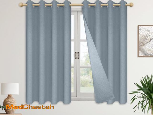 Lot 74-11557529 - TextiDeco Short Blackout Curtains for Small Windows, Thermal Insulated Energy-Saving Drapes, Full Li...