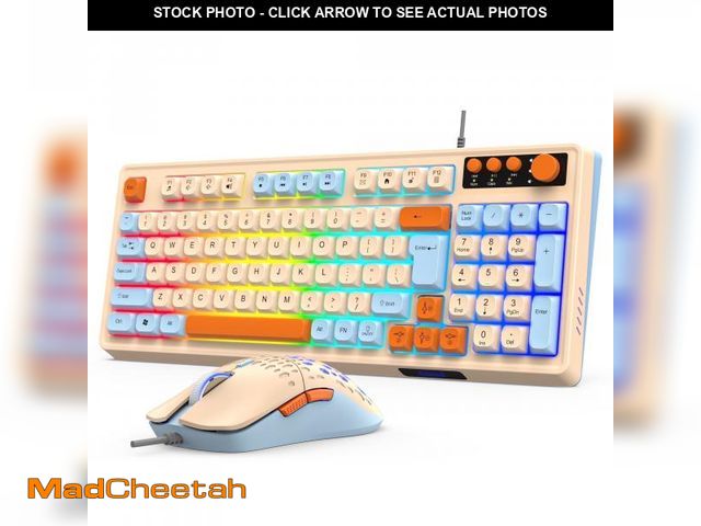 Lot 74-12166645 - CshidWorld 98-Key Wired RGB Gaming Keyboard and Mouse Combo with Dedicated Volume Knob, Media Contro...