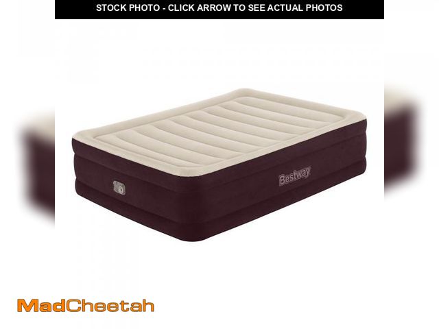 Lot 74-12535842 - Bestway Maroon Tritech Air Mattress Queen 20" with Built-in AC Pump - USED