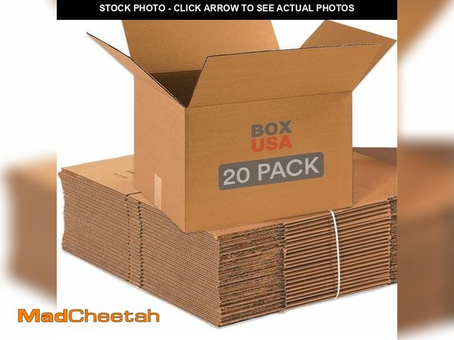 Lot 74-14581686 - BOX USA Medium Moving Boxes 18L x 14W x 12H 20-Pack - Corrugated Cardboard Box for Shipping, Mailing...