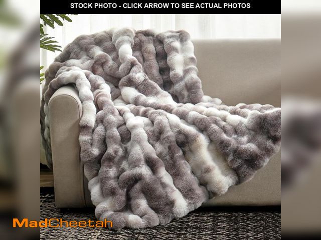 Lot 74-12387053 - Cozy Bliss Faux Fur Throw Blanket for Couch, Fuzzy Soft Plush Thick Bubble Blanket for Sofa Bedroom ...