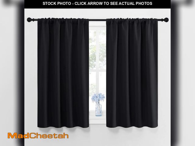 Lot 74-12440128 - NICETOWN Halloween Black Blackout Curtains and Drapes 48 inches Long, Privacy RV Draperies for Small...
