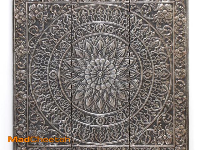 Lot 74-12405134 - Metal Silver Scroll Wall Decor with Embossed Details - UNUSED