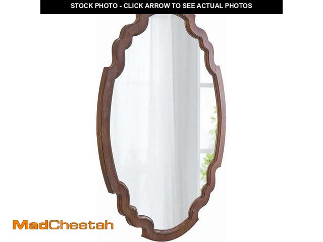 Lot 74-12804943 - Sintosin Wall Mirror 16"x23" Oval, Farmhouse Rustic Wood Bathroom Mirror, Vintage Handmade Finish fo...