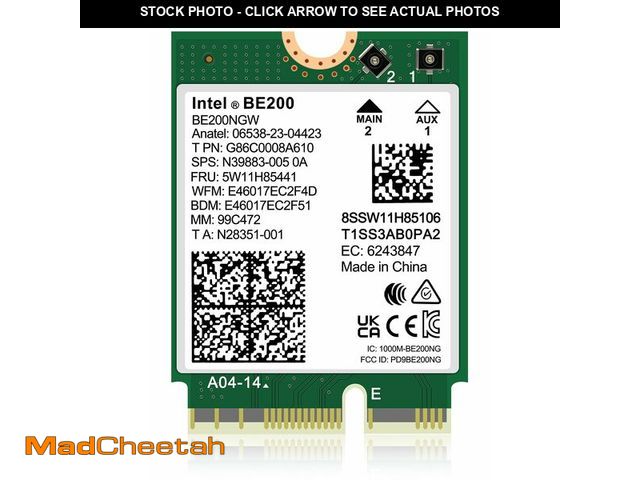 Lot 74-13550259 - WiFi 7 Wireless Card Intel BE200 NGW, Bluetooth 5.4, 5800Mbps M.2/NGFF Network Support Windows 10/11...