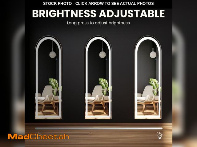 Lot 74-12479995 - EDX LED 3 Color Lighting Full Body Mirror 60"x 16" Arched Floor Mirror with Lights Wall Mounted Free...