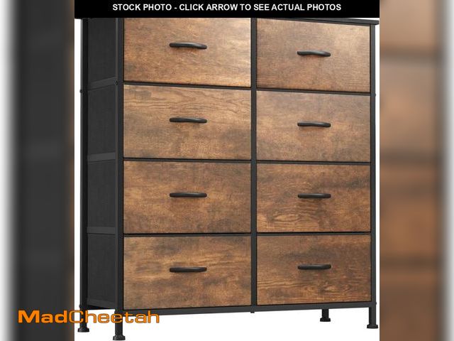 Lot 74-12137402 - YITAHOME Fabric Dresser for Bedroom, Tall Storage Tower with 8 Drawers, Rustic Dresser &amp; Chest o...