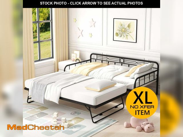 Lot 74-13056143 - UHOMEPRO Daybed with Adjustable Trundle, Twin Metal Daybed with Pop Up Trundle Bed, Heavy-Duty Sofa ...