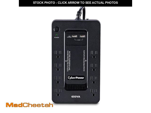 Lot 74-13822953 - (SOME DAMAGE) CyberPower 650VA 8-Outlet UPS Battery Backup with USB - USED