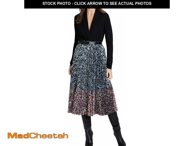 Lot 74-12719667 - Club Monaco Women's Two-Tone Floral Pleated Skirt, Blue Mix/Bleu, X-Large - UNUSED