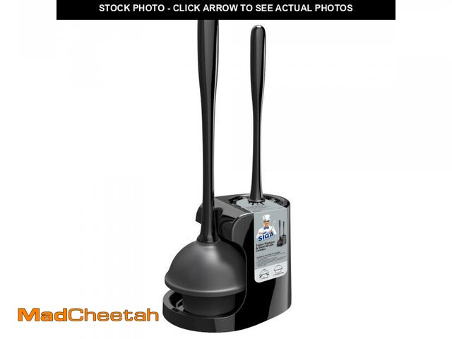 Lot 74-12487244 - MR.Siga Toilet Plunger and Bowl Brush Combo for Bathroom Cleaning, Black, 1 Set - UNUSED